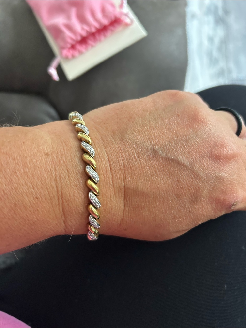 VTG Classic Two-Tone Twist Pavé Bracelet - Gold & Silver